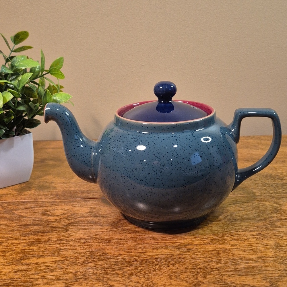 DENBY Retired Discontinued 90s 'Harlequin' Pattern Stoneware Teapot